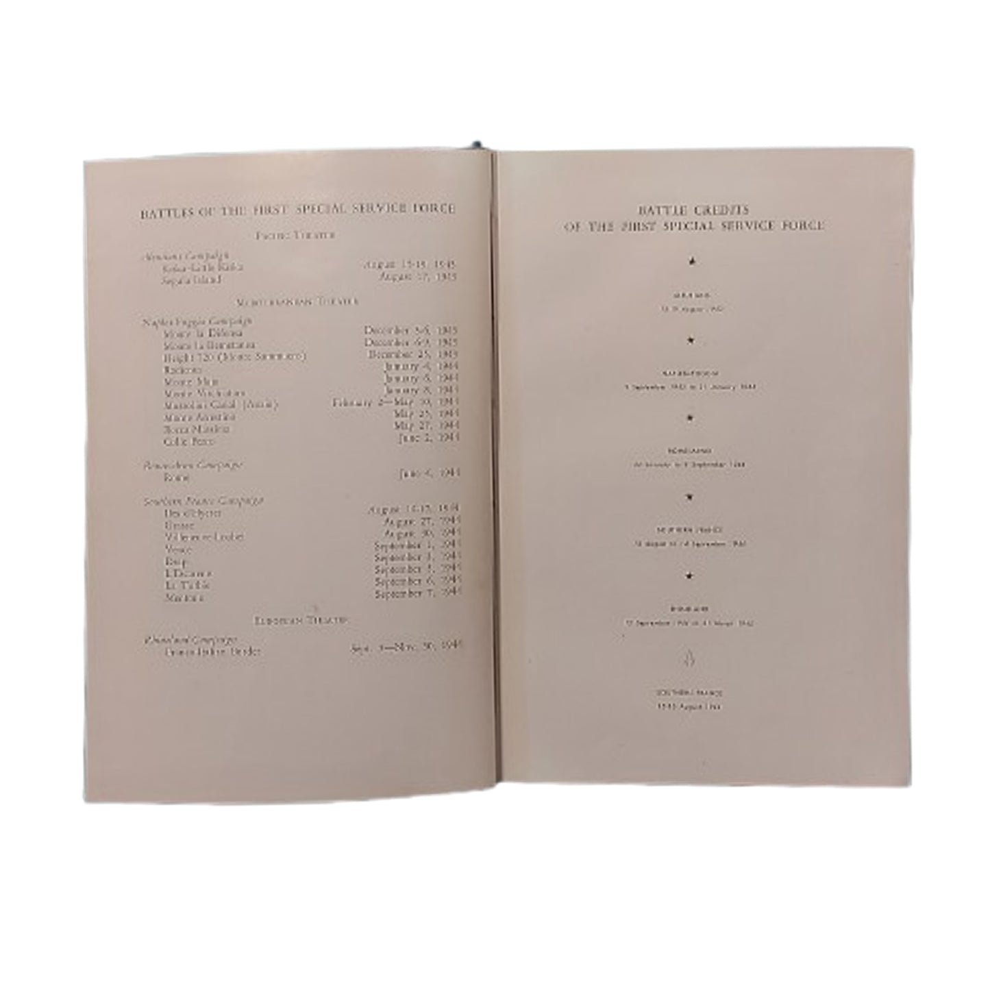 Book The First Special Service Force A War History Of The North Americans 1942-1944 1st Edition 1947
