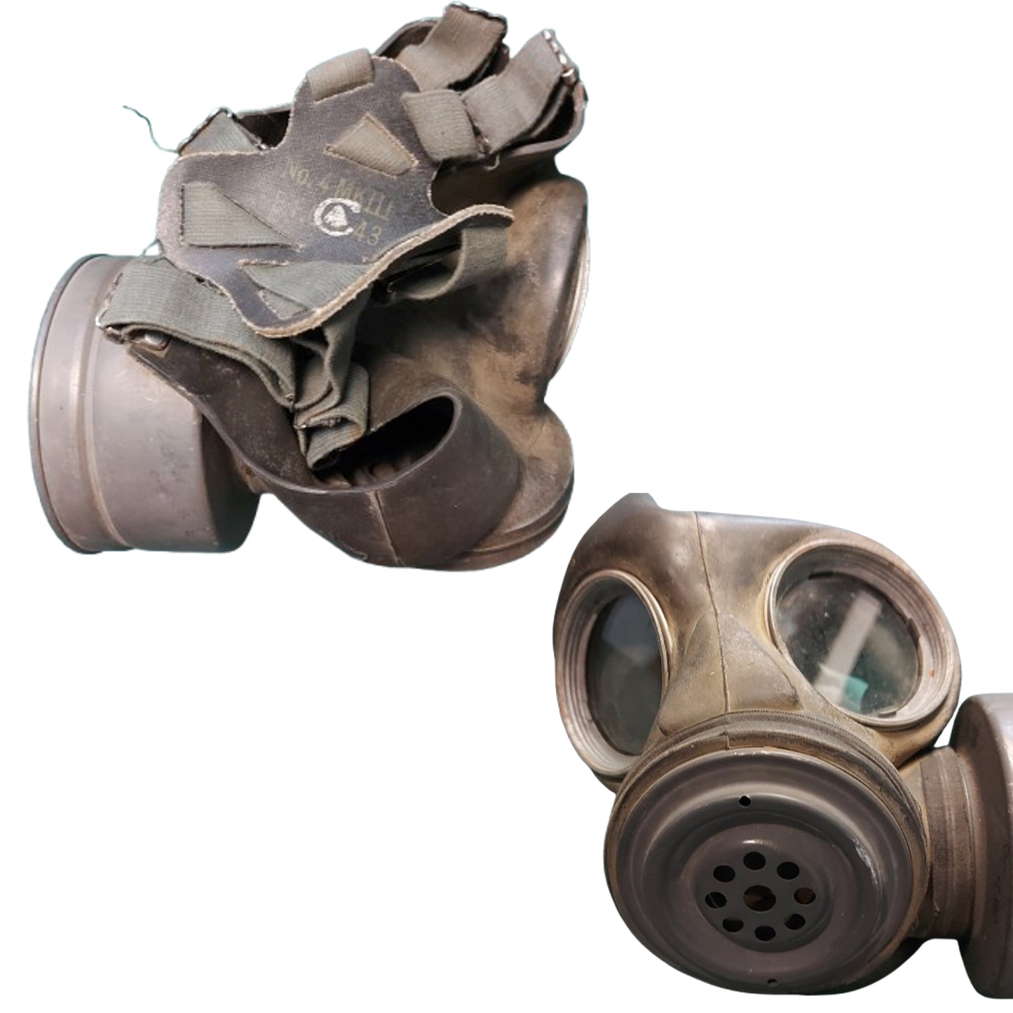 WW2 Canadian Named No.4 Mk.II Light Anti-Gas Respirator Set In Carrier Regiment De La Chaudiere