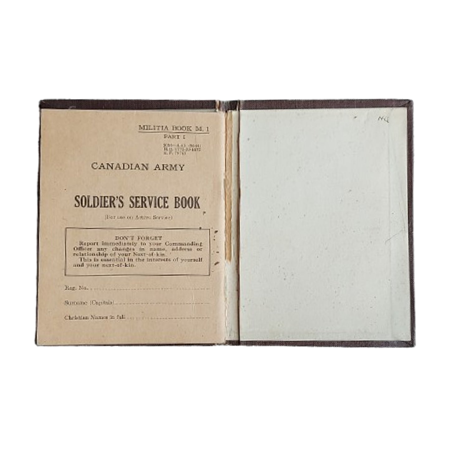 WW2 Canadian Army Soldier’s Service and Pay Book RCA