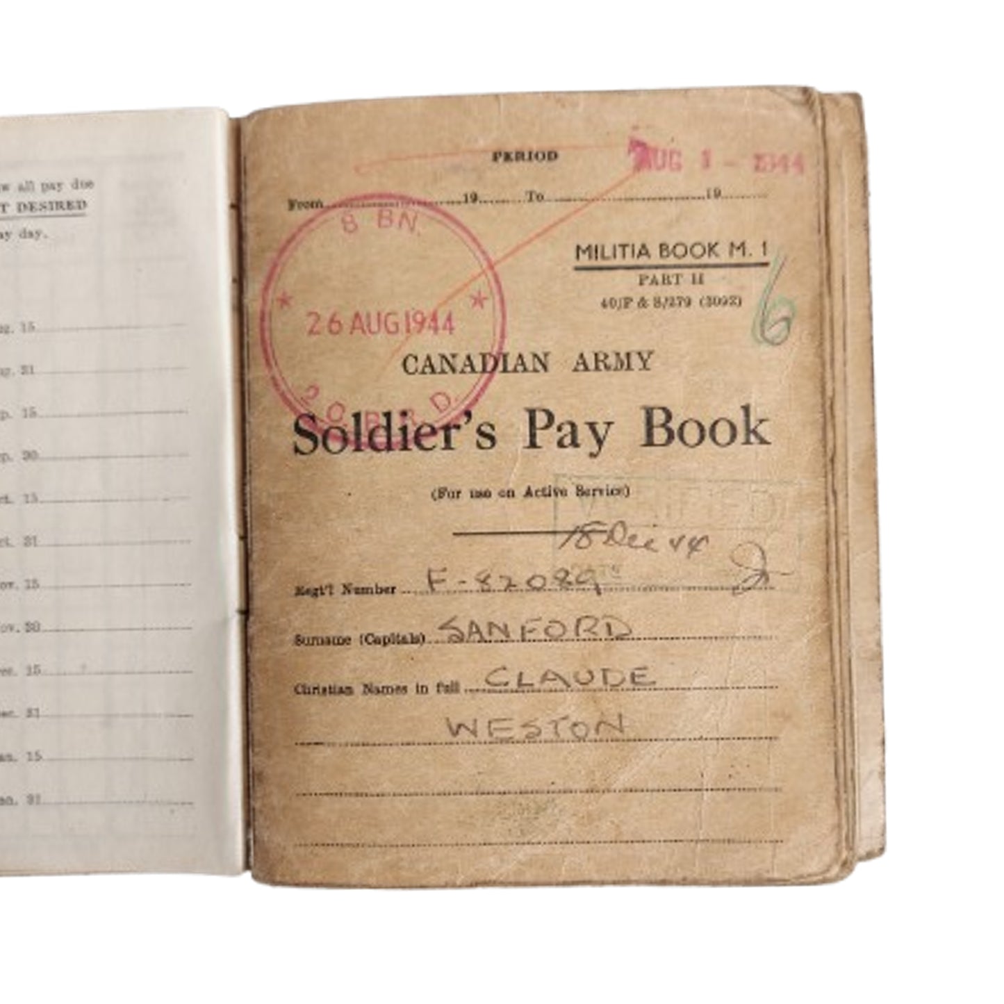 WW2 Canadian Pay Book And Document Set 5th LT. A/A Regiment RCA