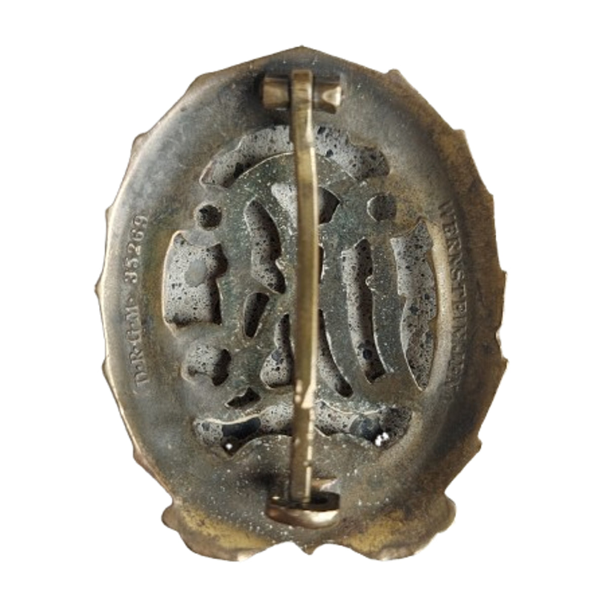 WW2 German DRL Sports Badge In Bronze Maker Marked Wernstein Jena