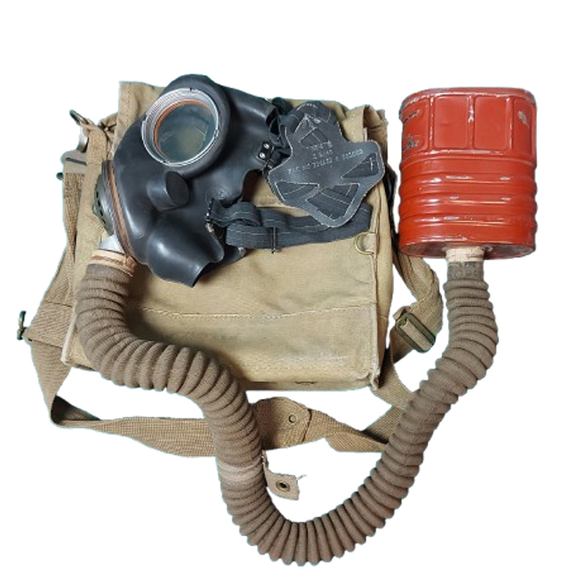 WW2 British Named No.4 Mk.III Long Hose Gas Mask And Carrier 1940