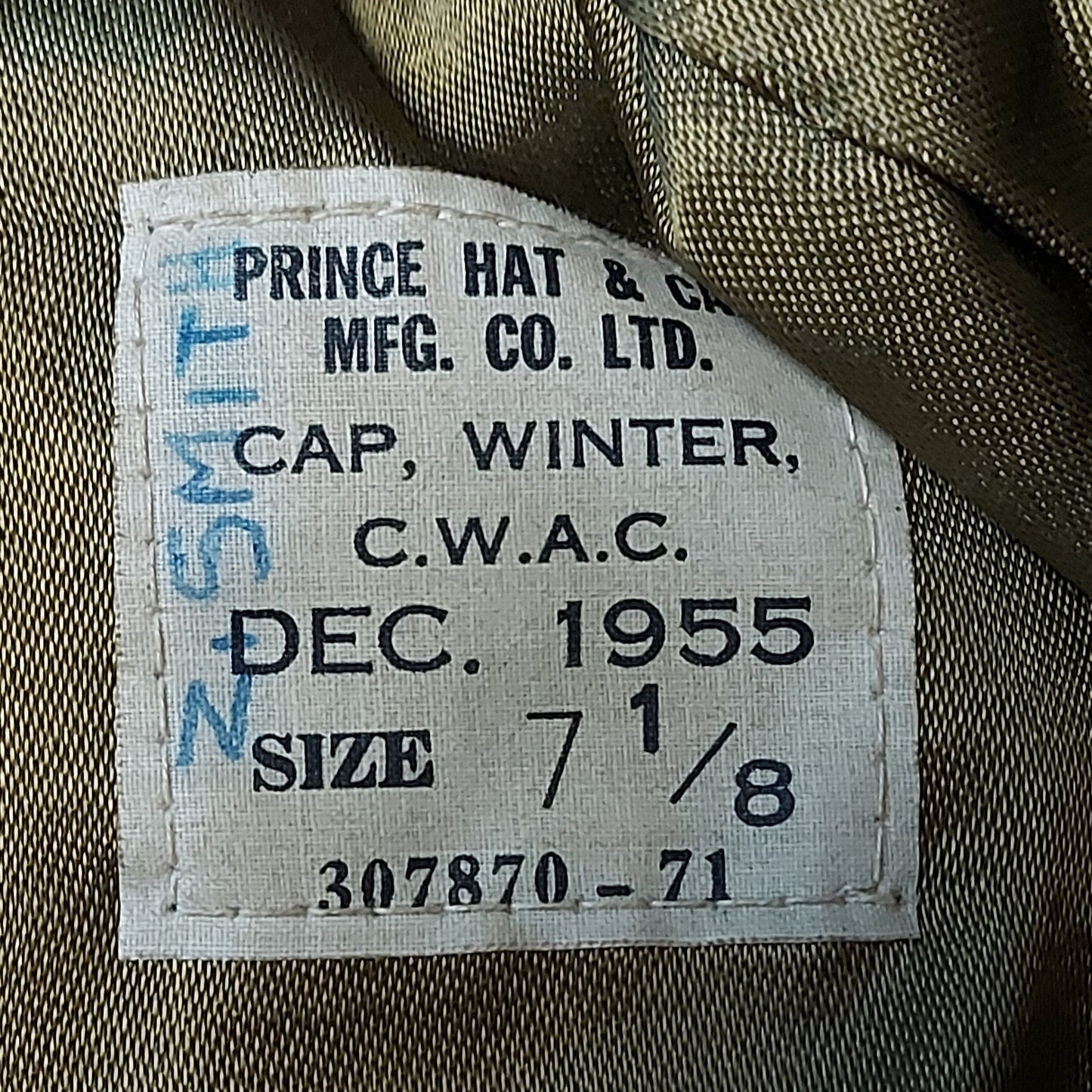 Post-WW2 Canadian Women's Army Corps Winter Cap CWAC