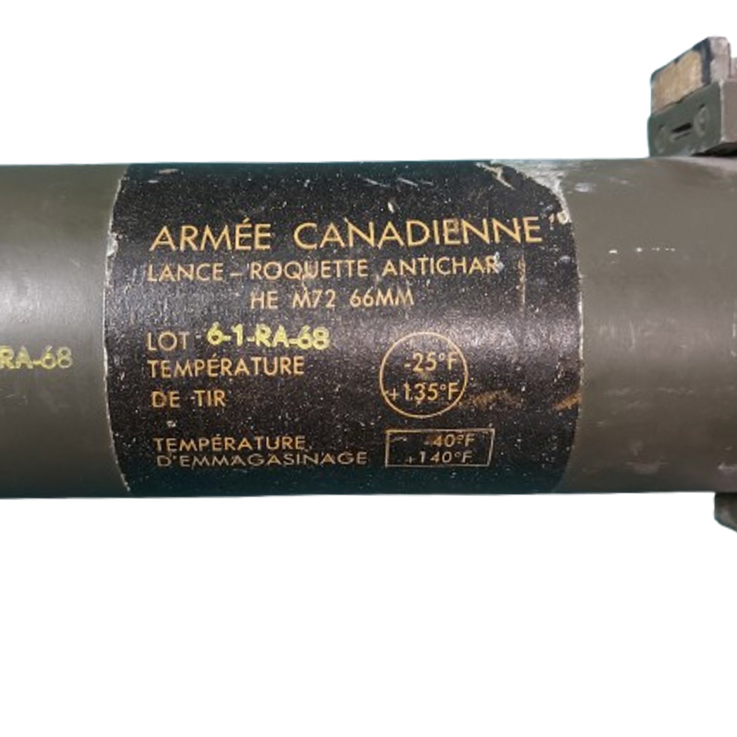 Post-WW2 Canadian Inert M72 Law Launcher Tube