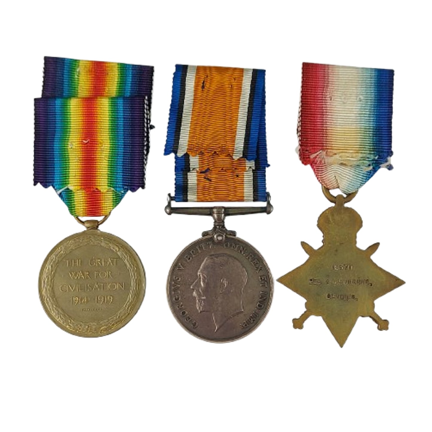 WW1 British Medal Trio Devon Regiment