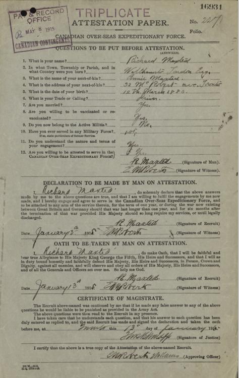 Post-WW2 Issued Canadian Memorial Cross To WW1 Soldier