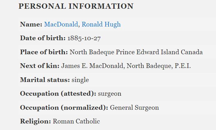 Named WW1 C.A.M.C. Lt. Col. Ronald Hugh MacDonald Canadian Army Medical Corps Case  MC & DSO Recipient