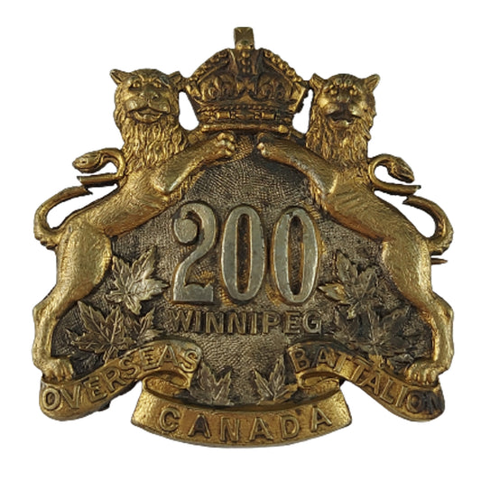 WW1 Canadian 200th Battalion Officer's Cap Badge - Winnipeg Battalion