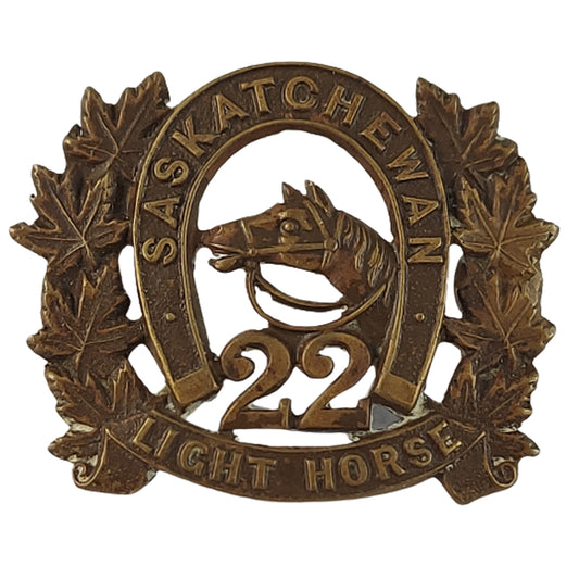 Pre-WW1 Canadian Militia 22nd Saskatchewan Light Horse Collar Badge