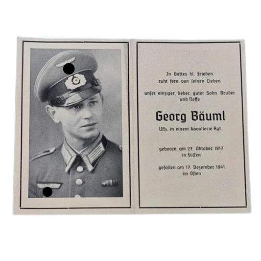 WW2 German Rememberance Card - Unteroffizier, Russia