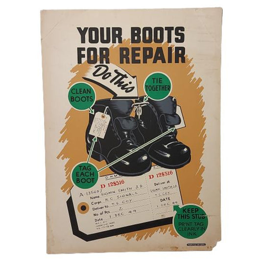 WW2 Canadian Infantry Boots Cardboard War Poster 1944