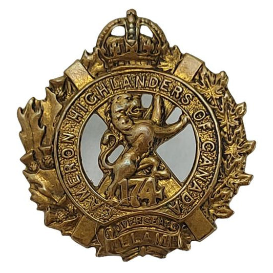 WW1 Canadian 174th Battalion Cameron Highlanders Collar Badge
