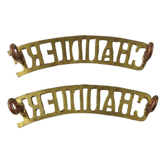 WW2 Canadian Chaudiere Regiment Brass Shoulder Title Pair