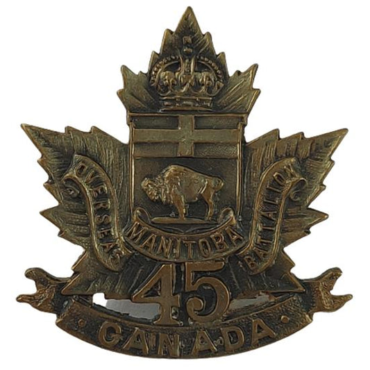 WW1 Canadian 45th Battalion Collar Badge - Brandon Manitoba
