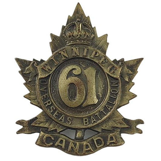 WW1 Canadian 61st Battalion Cap Badge - Winnipeg Manitoba