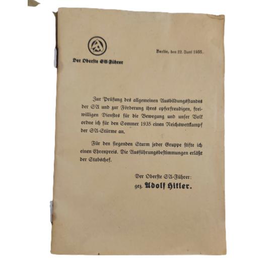 WW2 German SA 1935 Reichmettfamps Manual Booklet