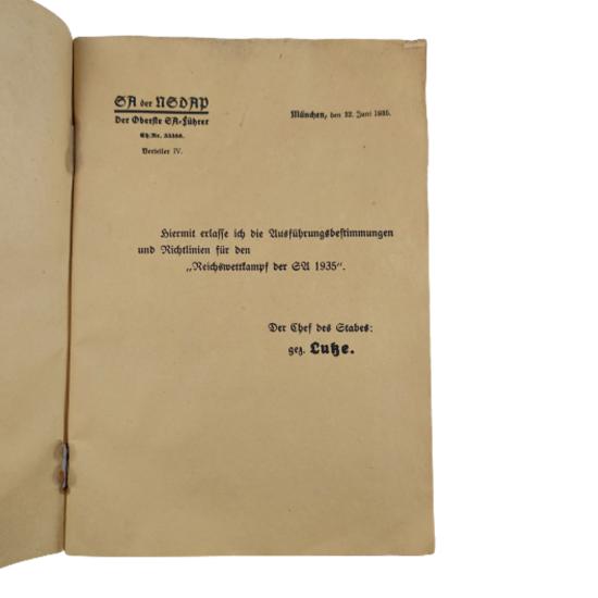 WW2 German SA 1935 Reichmettfamps Manual Booklet