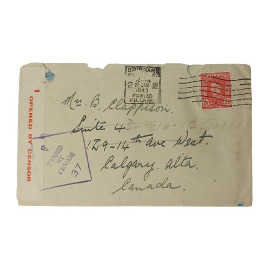 WW2 Canadian Soldier Letter Home Envelope - Calgary
