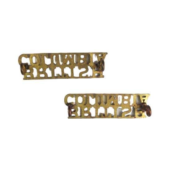 WW2 Canadian British Columbia Brass Shoulder Title Pair