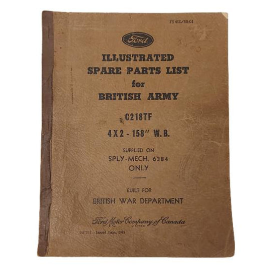 WW2 British Army Ford Bedford 4x2 Illustrated Spare Parts List Manual