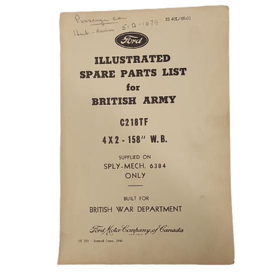 WW2 British Army Ford Bedford 4x2 Illustrated Spare Parts List Manual