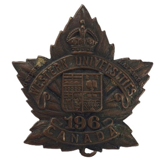 WW1 Canadian 196th Battalion (Western Universities) Collar Badge