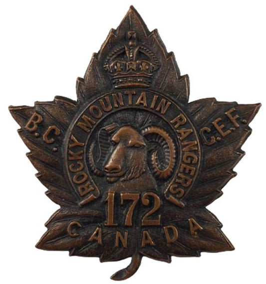WW1 Canadian 172nd Battalion Collar Badge (Rocky Mountain Rangers)
