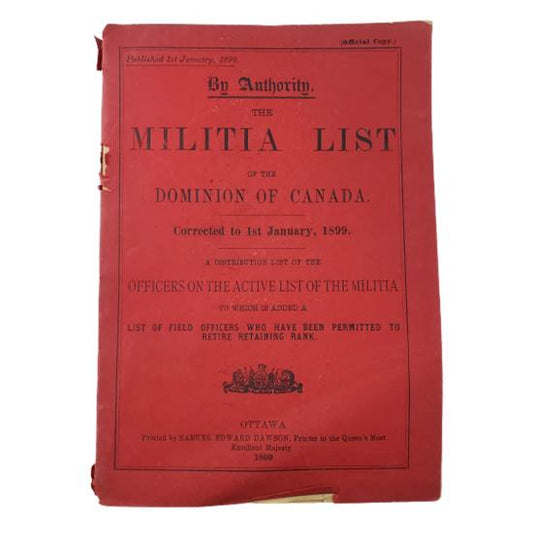 Dominion Of Canada Militia List, January 1899