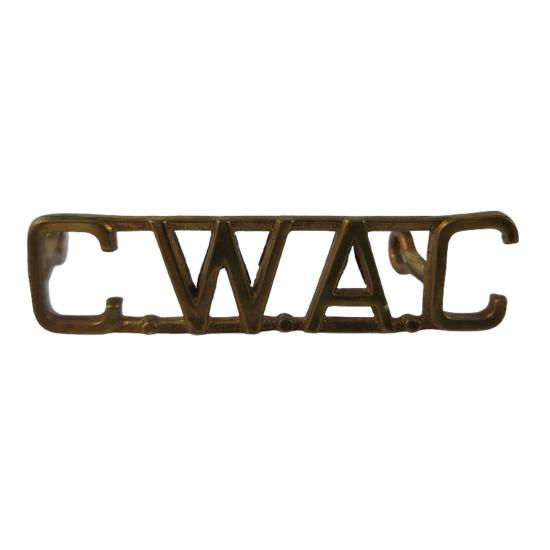 WW2 CWAC Canadian Women's Army Corps Brass Shoulder Title