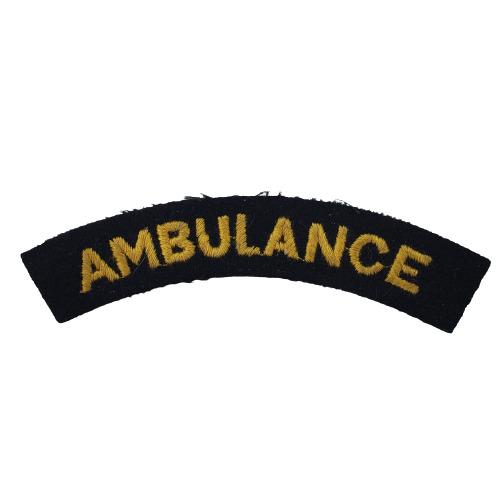 WW2 British RAMC Royal Army Medical Corps AMBULANCE Cloth Shoulder Title
