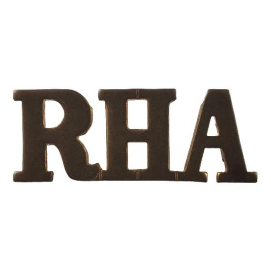WW1 British RHA Royal Horse Artillery Brass Shoulder Title
