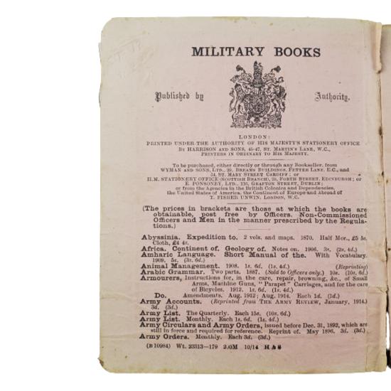 WW1 Canadian British Field Manual - Infantry Training 1914