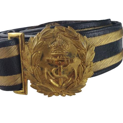 Cased Victorian Naval Sword Belt And Epaulettes Named To Lt. Cyril Callaghan