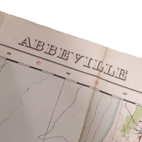 WW1 Linen Map Abbeville France 1915