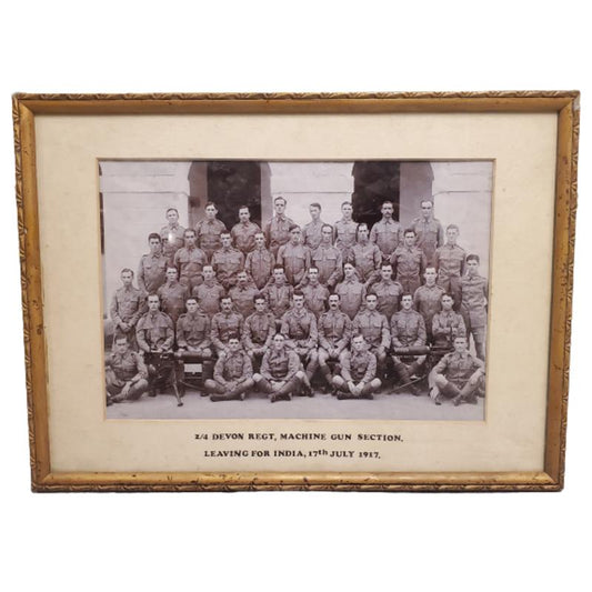 WW1 Framed Photograph - 2/4 Devon Regiment Machine Gun Section 1917