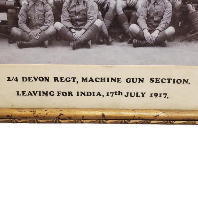 WW1 Framed Photograph - 2/4 Devon Regiment Machine Gun Section 1917