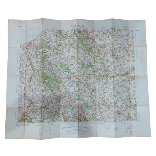 WW1 Linen Map Of Dieppe 1916