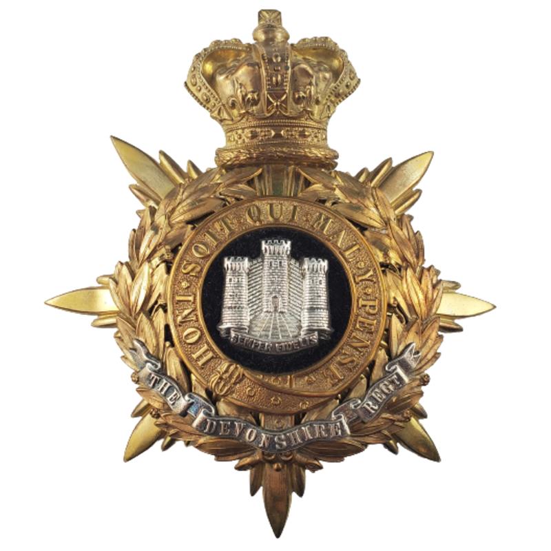 British Victorian The Devonshire Regiment Helmet Plate.