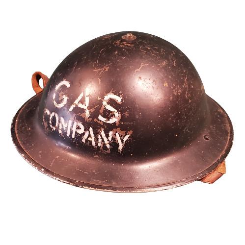 WW1 British Helmet Reissued For WW2 - Home Front - Gas Company