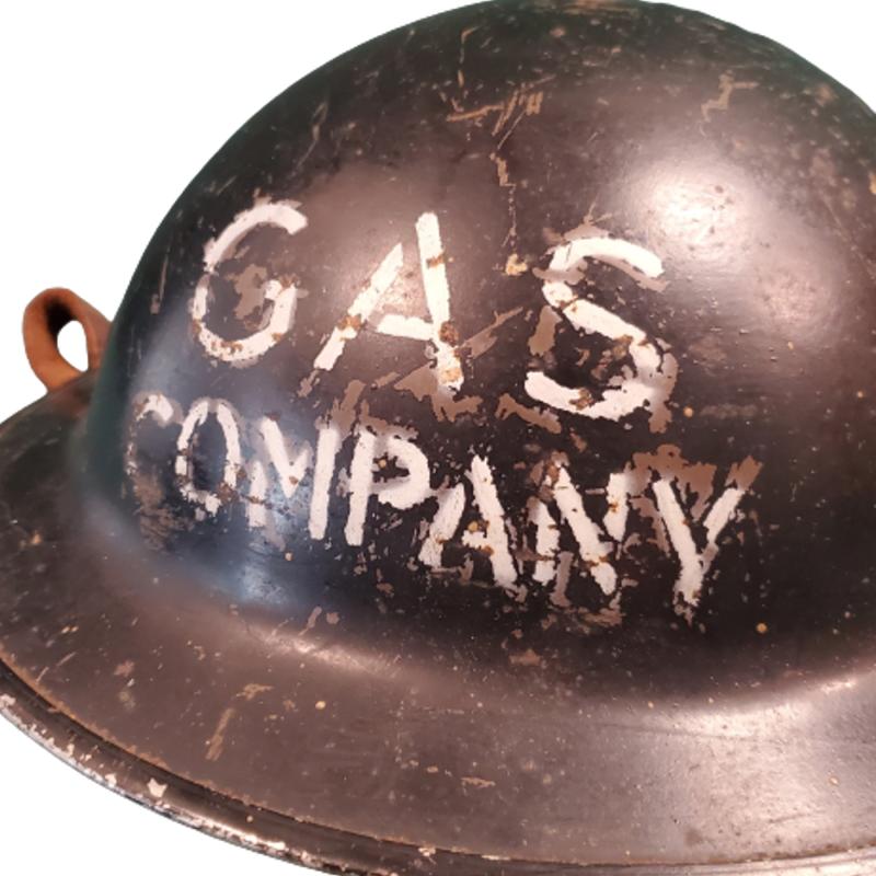 WW1 British Helmet Reissued For WW2 - Home Front - Gas Company