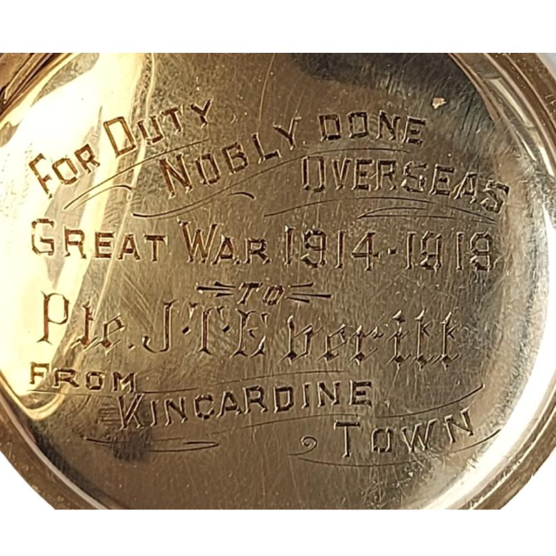 Name Engraved Presentation WW1 Canadian Omega Pocket Watch - 160th Bn - 18th Bn.