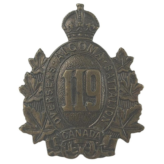 WW1 Canadian 119th Battalion (Sault Ste. Marie, Ontario) Cap Badge