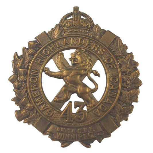 WW1 43rd Battalion (Cameron Highlanders of Canada) Cap Badge
