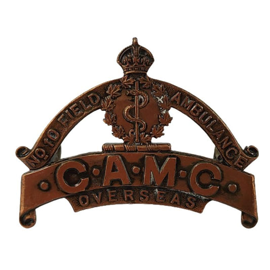 WW1 CAMC Canadian Army Medical Corps 10th Canadian Field Ambulance Shoulder Title
