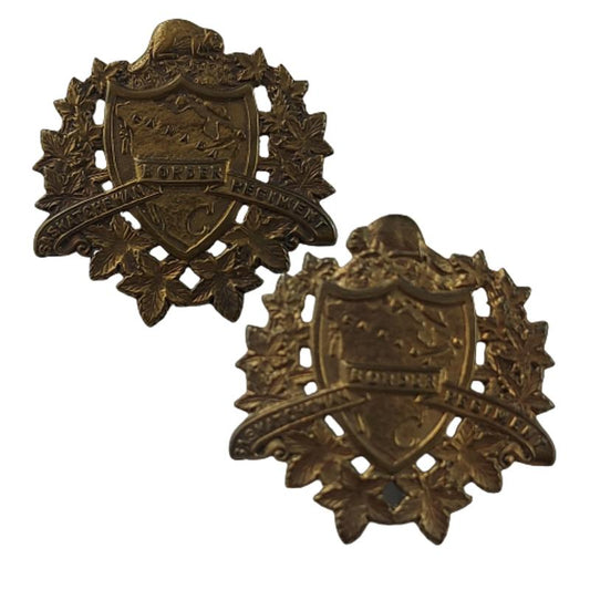 1924-1936 Saskatchewan Border Regiment Collar Badge Pair - Scully