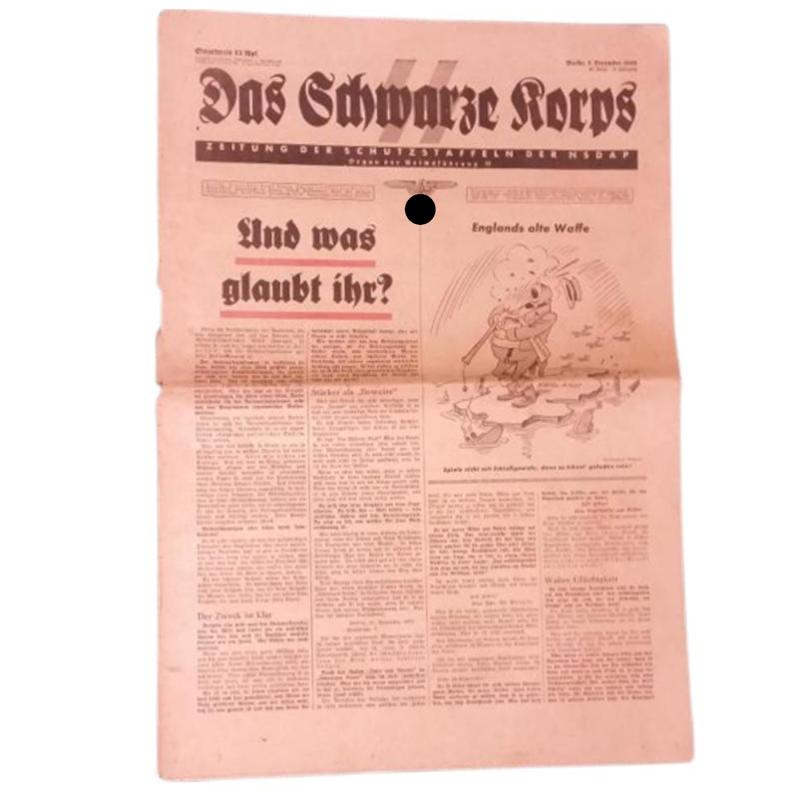 WW2 German SS 'DAS SCHWARZE KORPS' Newspaper - December 1939