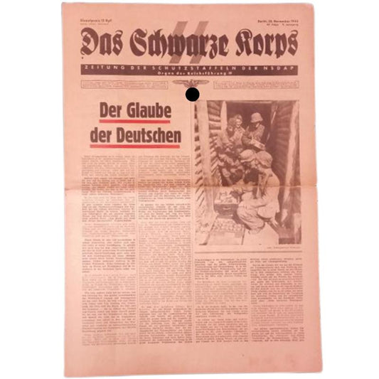 WW2 German SS 'DAS SCHWARZE KORPS' Newspaper - November 1943