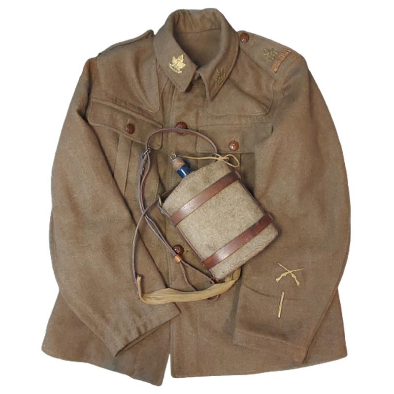 WW1 Canadian 44th Battalion (Brandon, Manitoba) Service Tunic & Canteen -William Notman