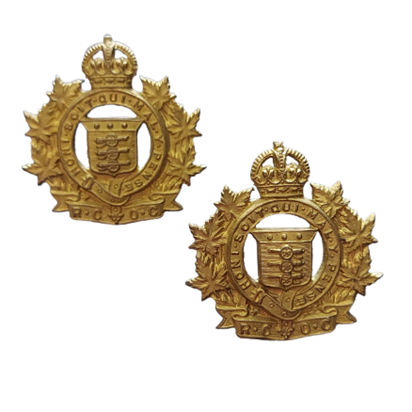 RCOC Royal Canadian Ordnance Corps Collar Badge Pair