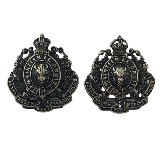 RNWMP Royal North West Mounted Police Officer's Collar Badge Pair
